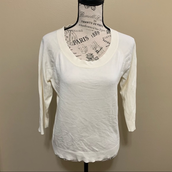 Talbots Petites Off White 3/4” Sleeve Top Size Large Petite - Picture 1 of 8